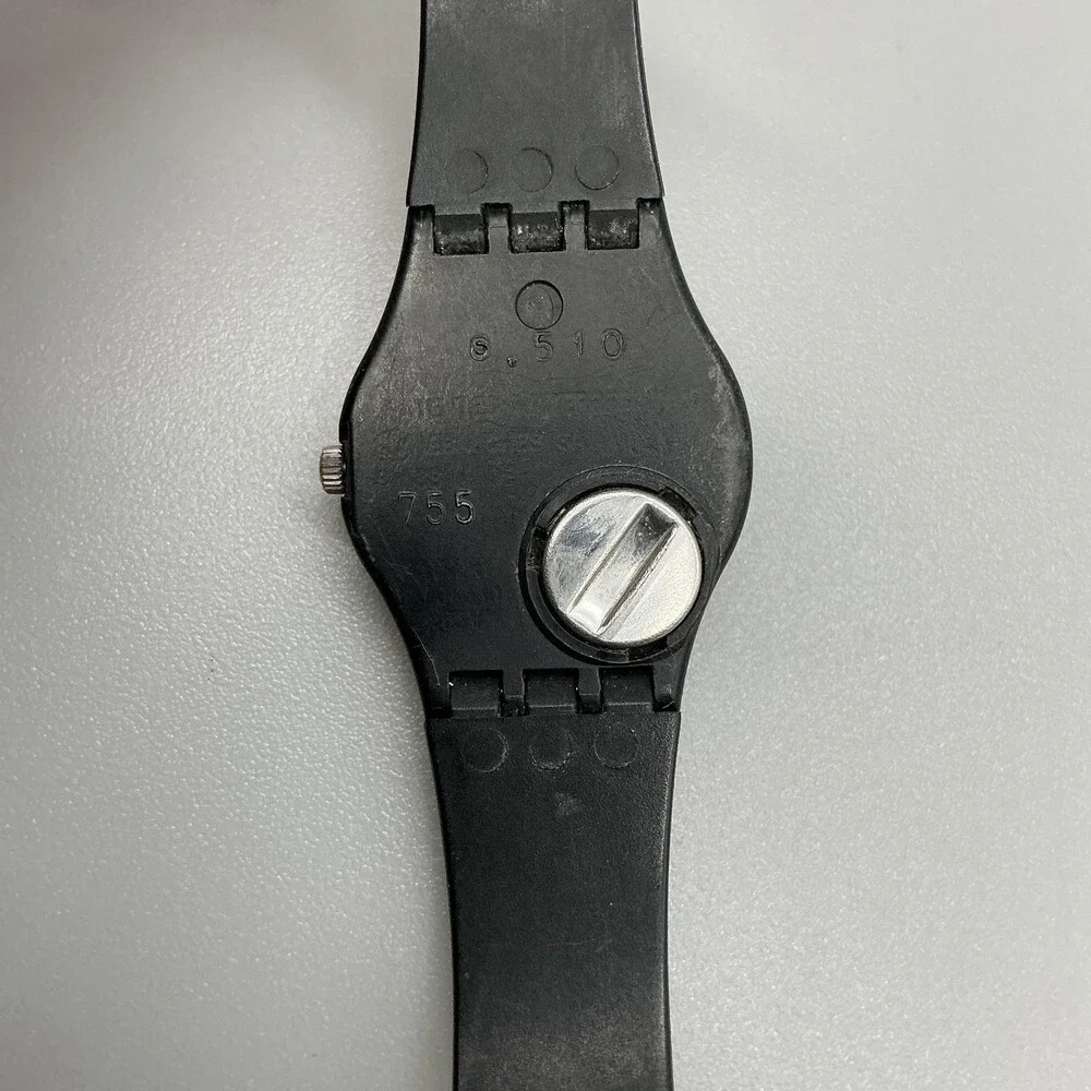 Swatch Something New Womens Watch 25mm Black Rubber Swiss Made New Battery